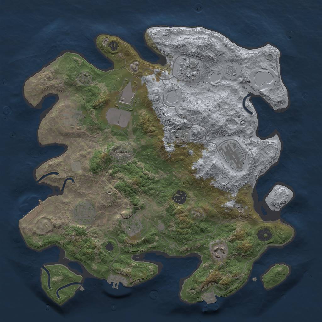 Rust Map: Procedural Map, Size: 3500, Seed: 1985790082, 17 Monuments