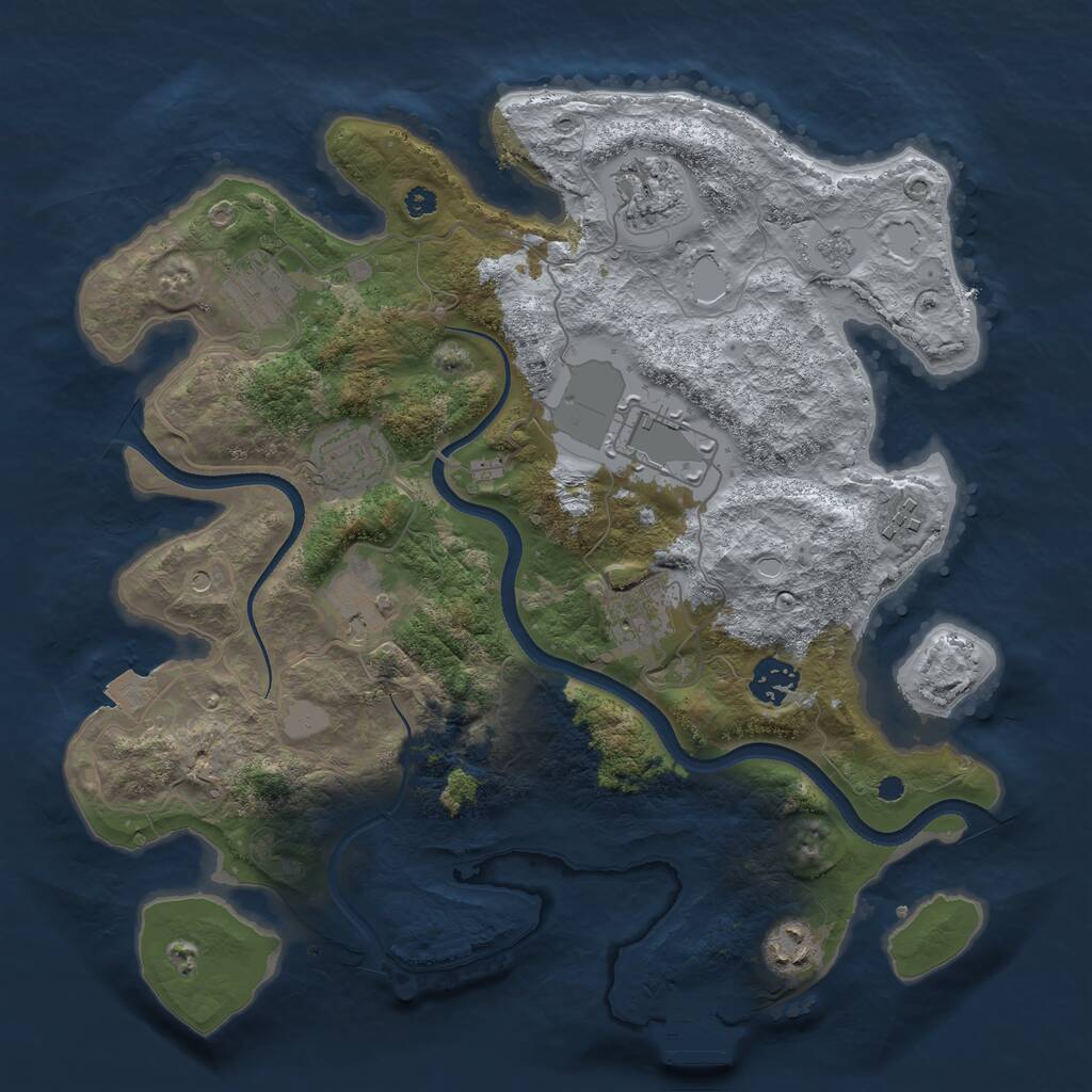 Rust Map: Procedural Map, Size: 3500, Seed: 1985790082, 14 Monuments