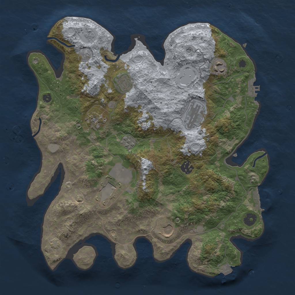Rust Map: Procedural Map, Size: 3500, Seed: 585953, 16 Monuments
