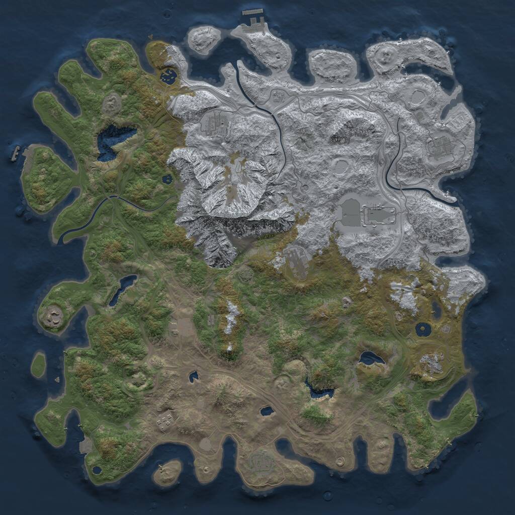 Rust Map: Procedural Map, Size: 5000, Seed: 233619636, 16 Monuments