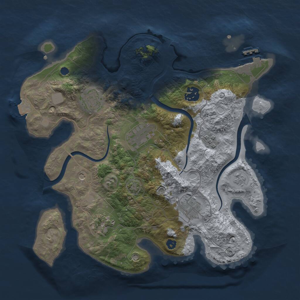 Rust Map: Procedural Map, Size: 3000, Seed: 1929059704, 11 Monuments