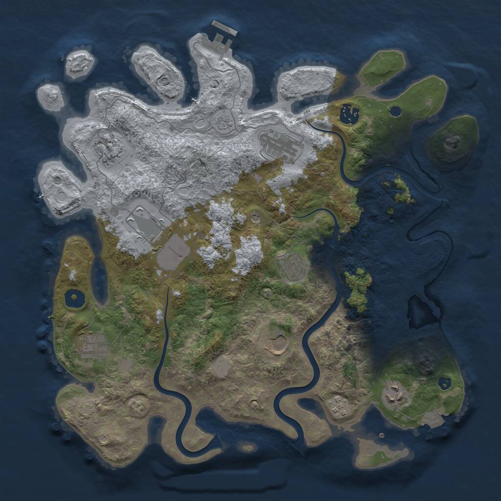 Rust Map: Procedural Map, Size: 3750, Seed: 911616959, 14 Monuments