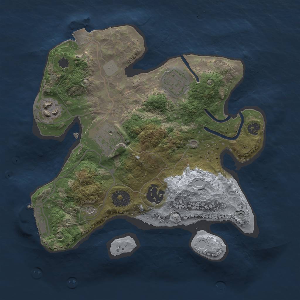 Rust Map: Procedural Map, Size: 2500, Seed: 1945249941, 9 Monuments