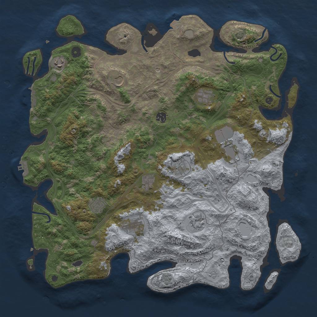 Rust Map: Procedural Map, Size: 4500, Seed: 504747151, 19 Monuments