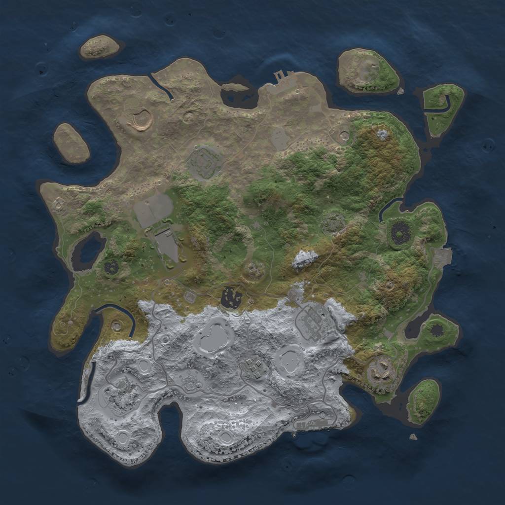 Rust Map: Procedural Map, Size: 3500, Seed: 1045538458, 16 Monuments