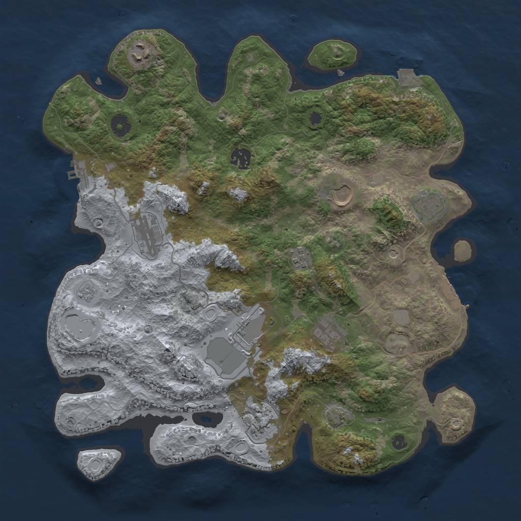 Rust Map: Procedural Map, Size: 3700, Seed: 890311387, 17 Monuments