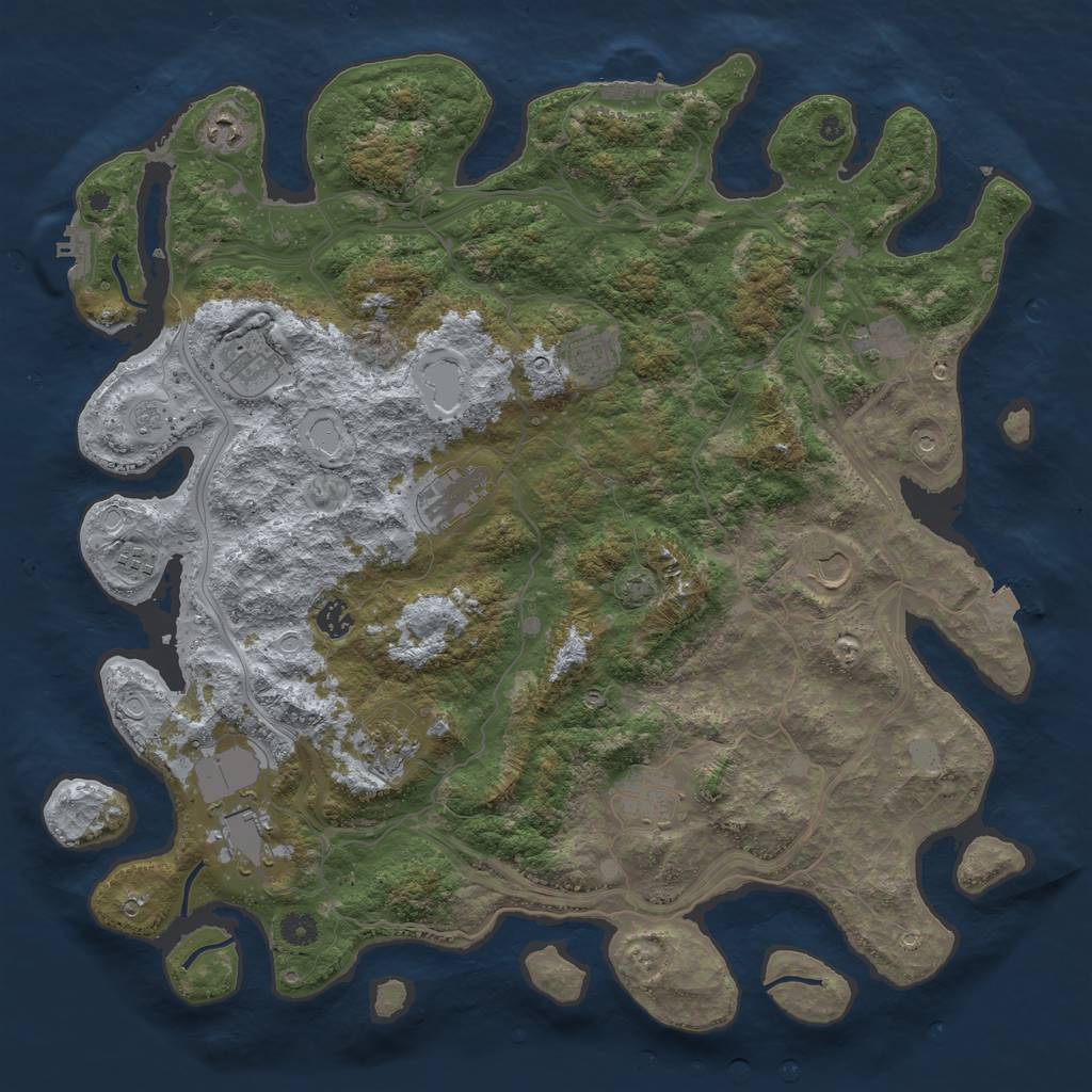 Rust Map: Procedural Map, Size: 4500, Seed: 143175, 19 Monuments