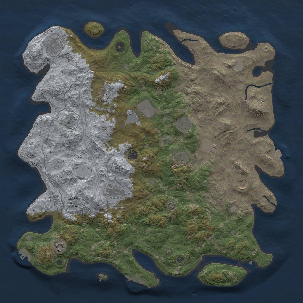 Rust Map: Procedural Map, Size: 4500, Seed: 548761201, 19 Monuments