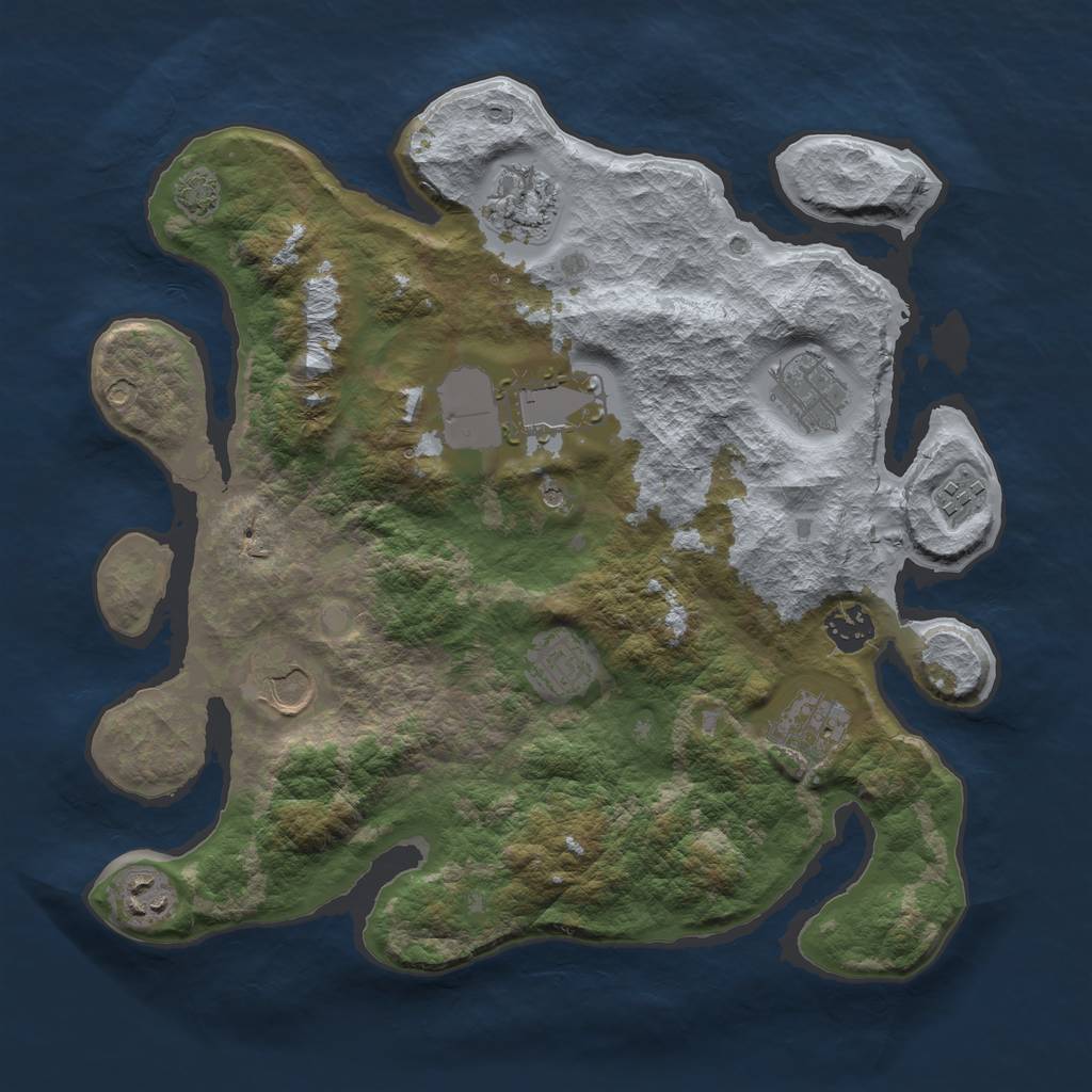 Rust Map: Barren, Size: 3500, Seed: 1579750190, 13 Monuments