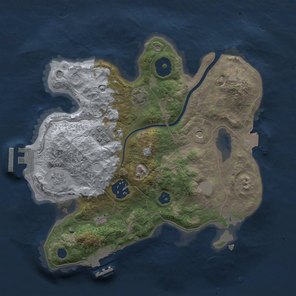 Rust Map: Procedural Map, Size: 2500, Seed: 117393840, 8 Monuments