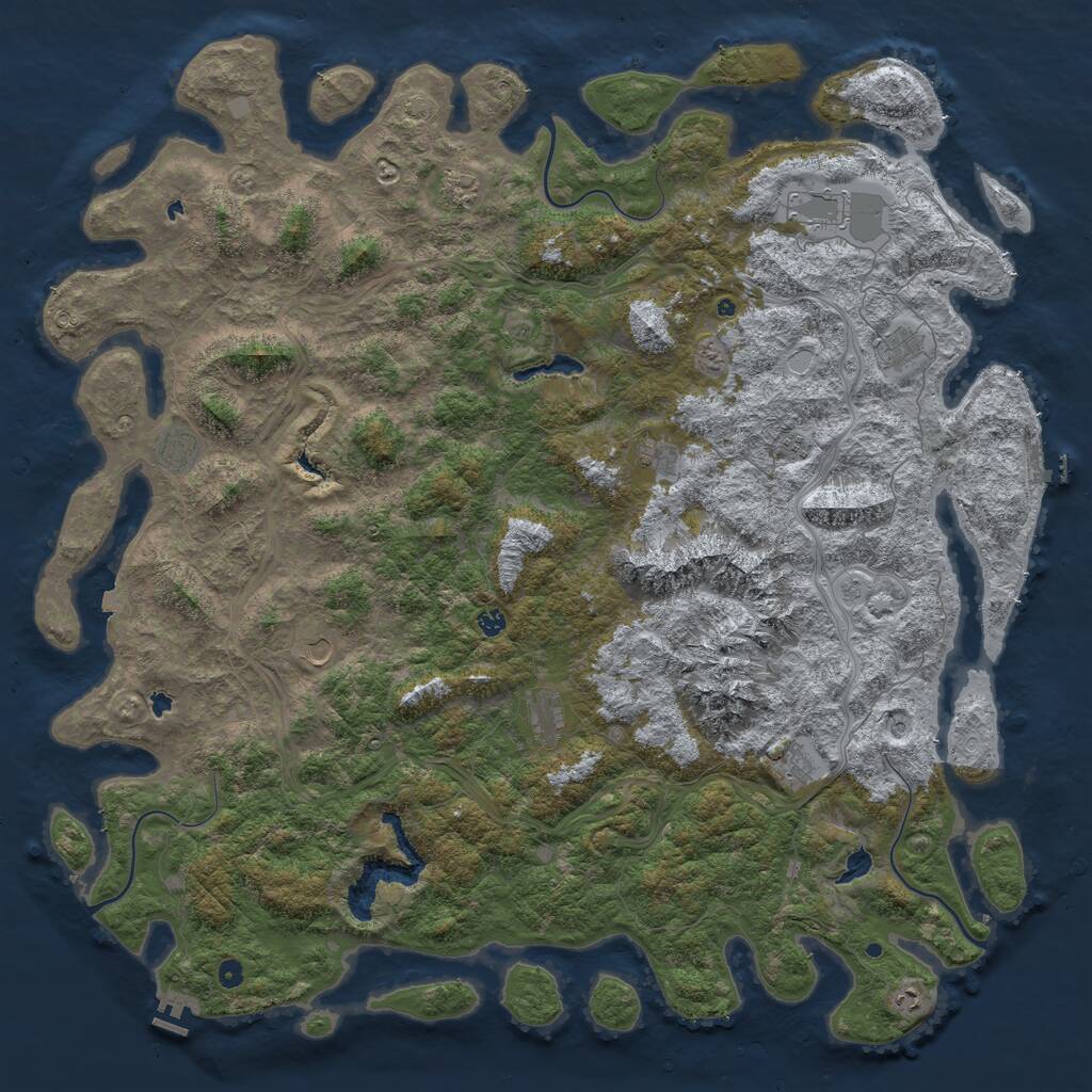 Rust Map: Procedural Map, Size: 6000, Seed: 5666, 17 Monuments