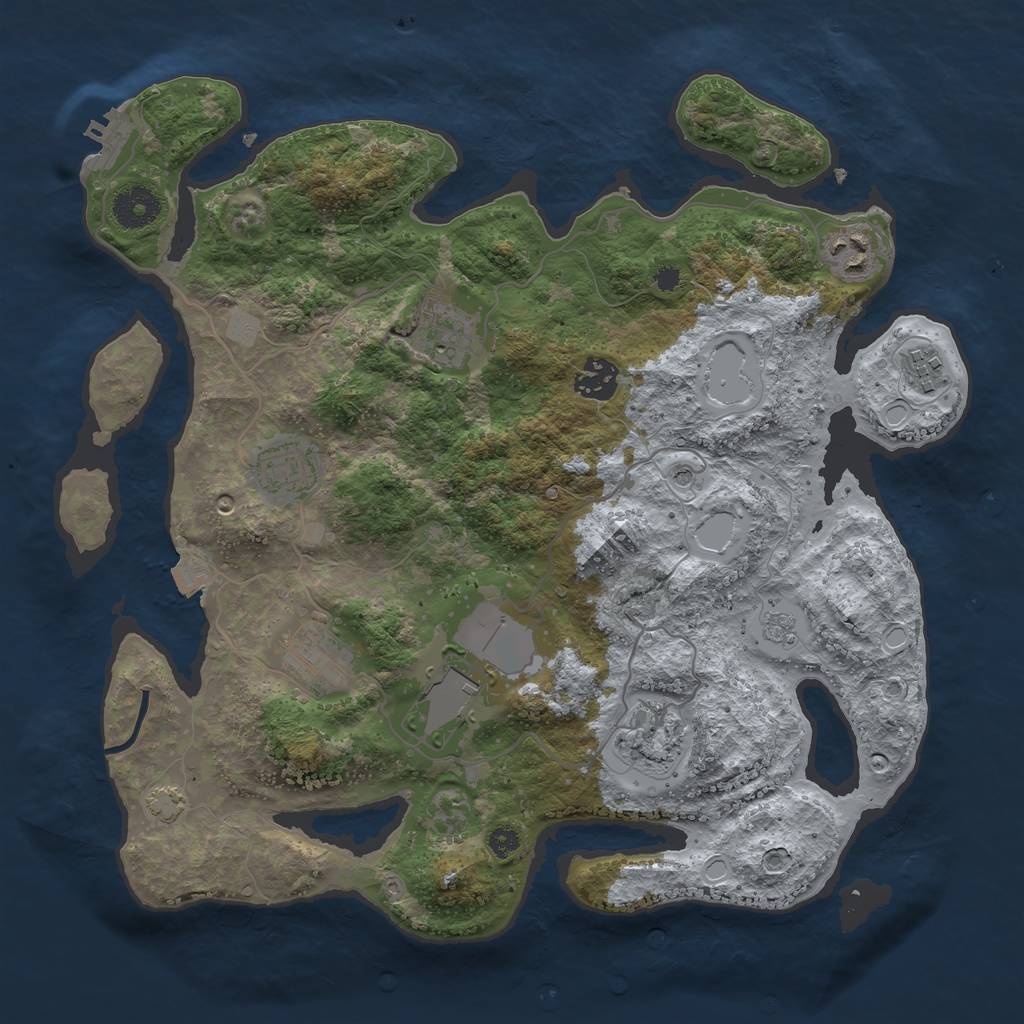 Rust Map: Procedural Map, Size: 3500, Seed: 711568569, 15 Monuments