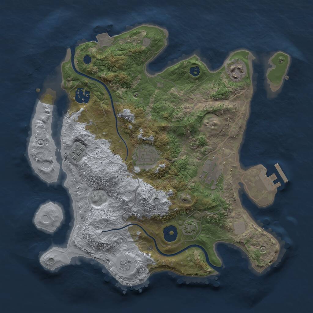 Rust Map: Procedural Map, Size: 3000, Seed: 92182420, 9 Monuments
