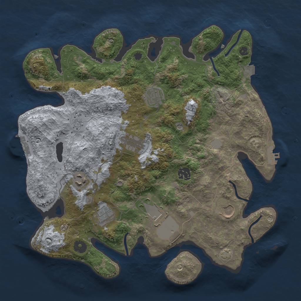 Rust Map: Procedural Map, Size: 3500, Seed: 143963946, 15 Monuments