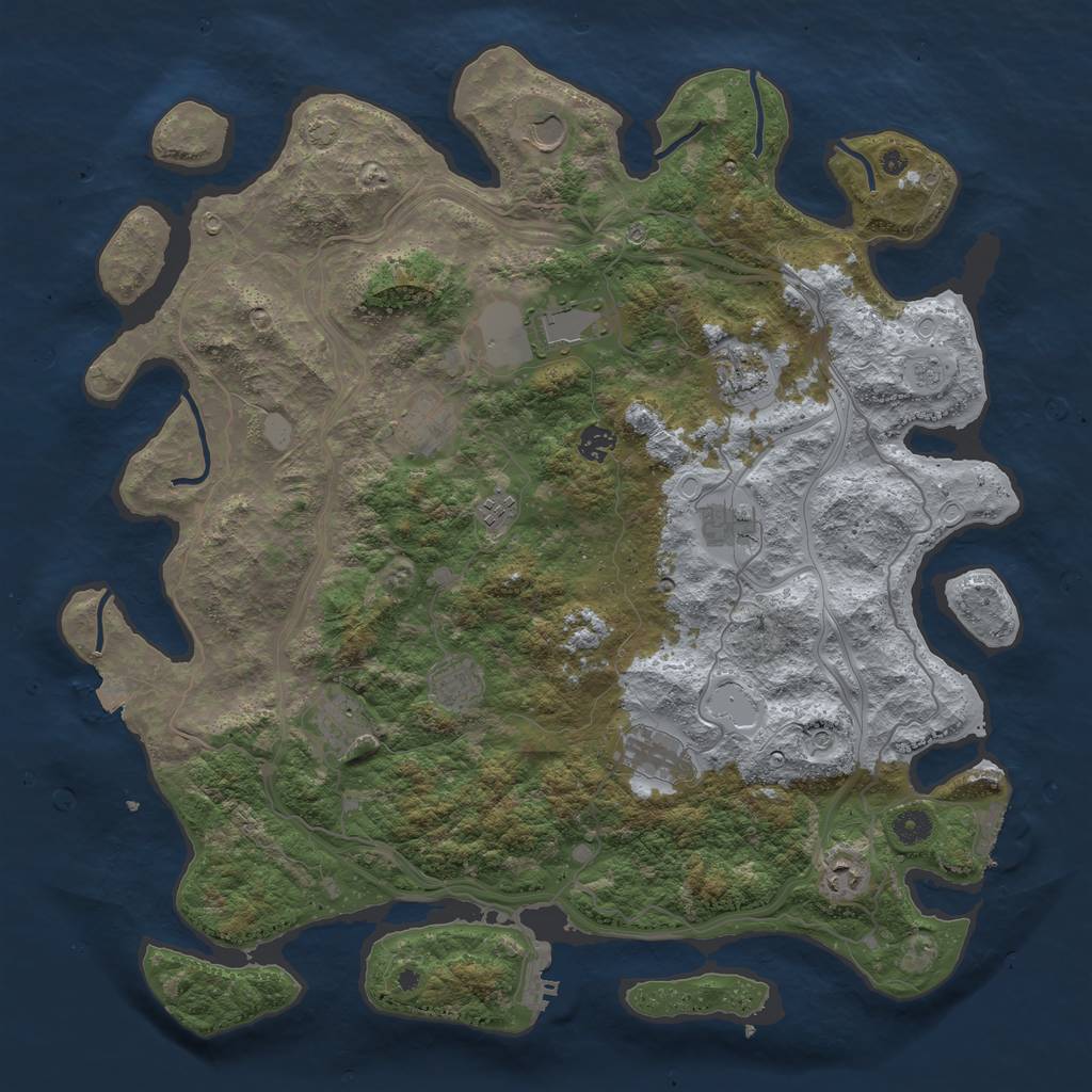 Rust Map: Procedural Map, Size: 4500, Seed: 54233, 19 Monuments