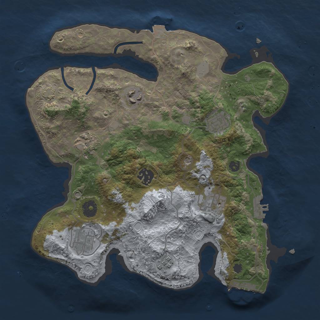Rust Map: Procedural Map, Size: 3000, Seed: 1994913186, 14 Monuments
