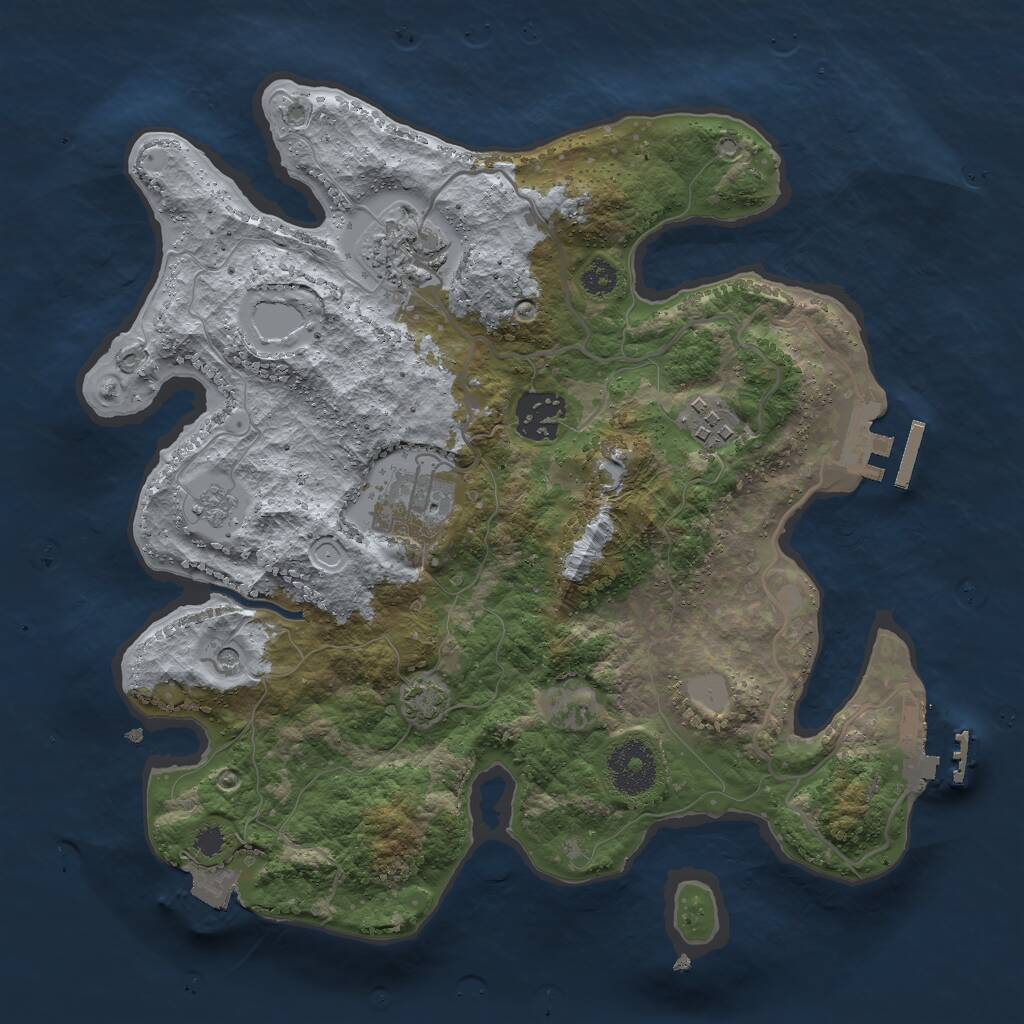 Rust Map: Procedural Map, Size: 3000, Seed: 124554647, 10 Monuments