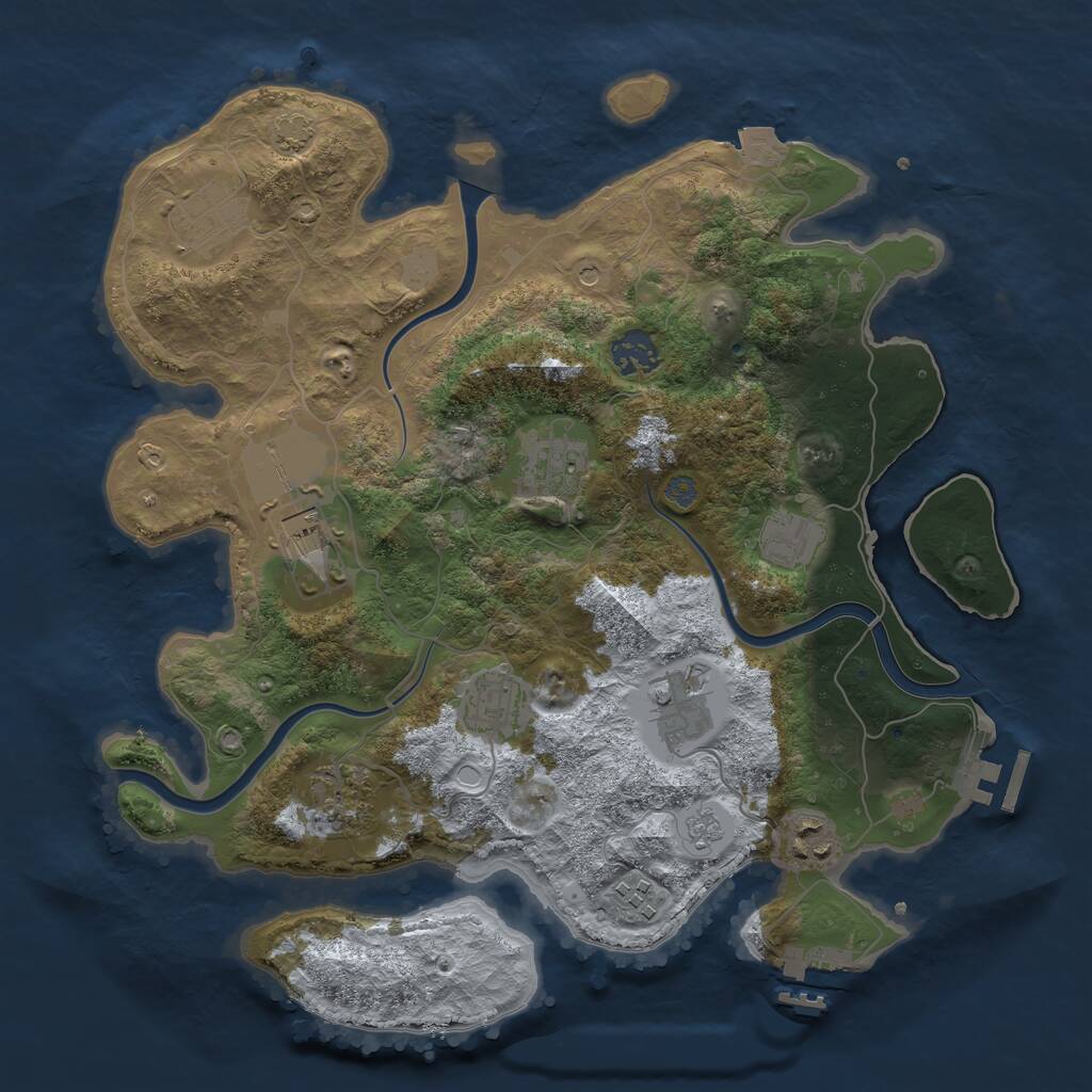 Rust Map: Procedural Map, Size: 3500, Seed: 416210670, 17 Monuments