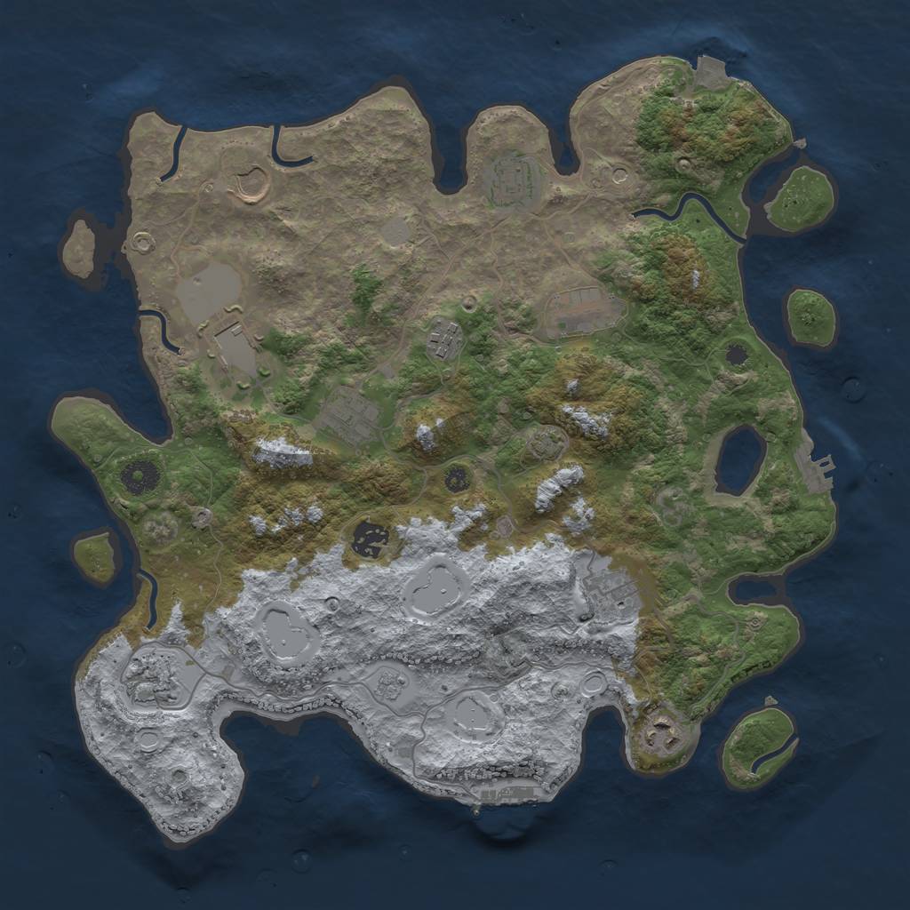 Rust Map: Procedural Map, Size: 3750, Seed: 94616612, 18 Monuments