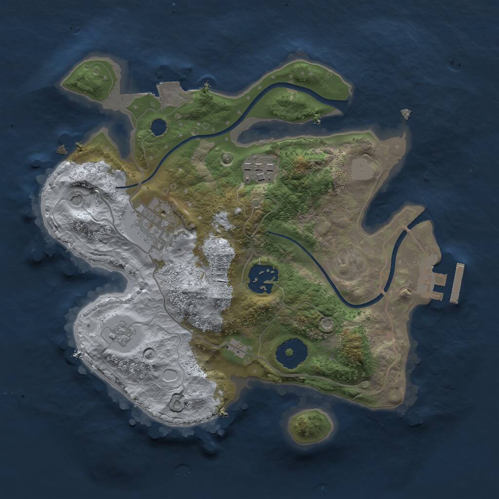 Rust Map: Procedural Map, Size: 2500, Seed: 227454356, 7 Monuments