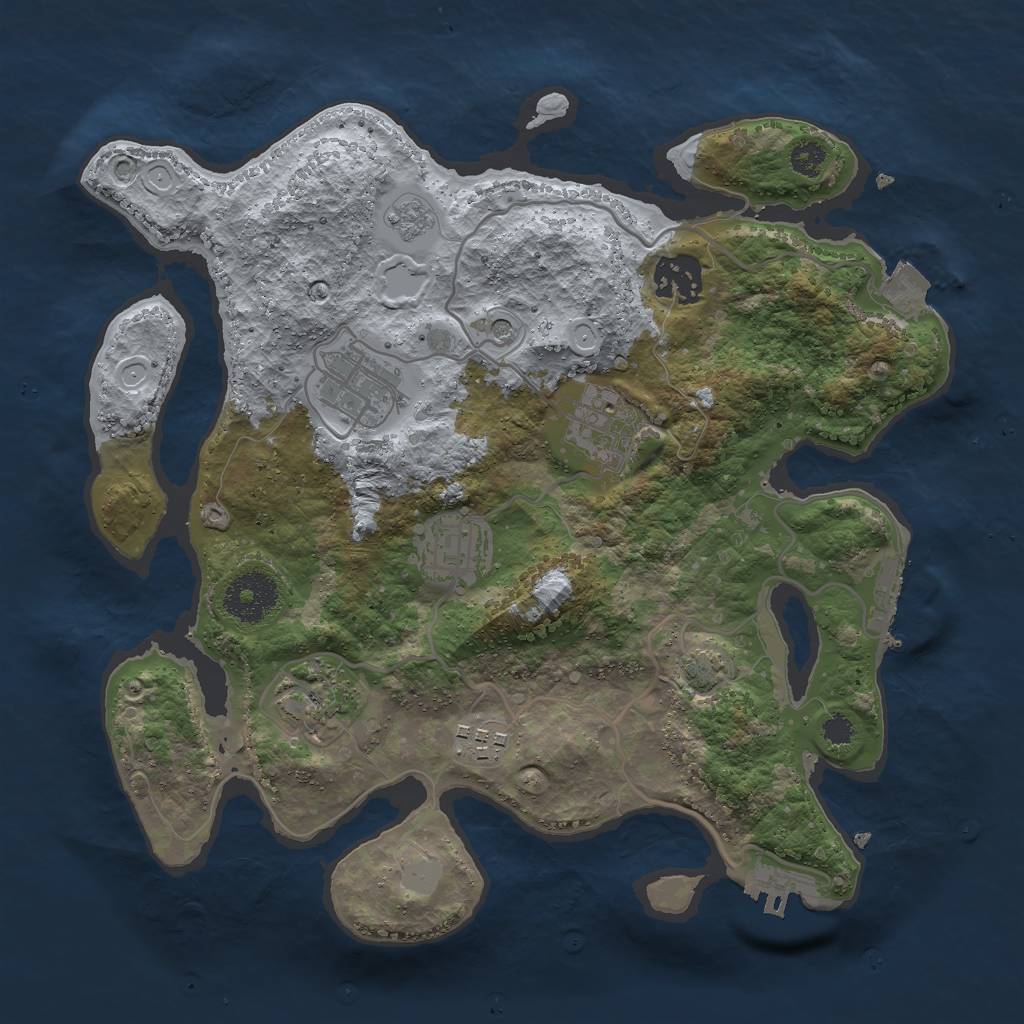 Rust Map: Procedural Map, Size: 3000, Seed: 1716211837, 14 Monuments