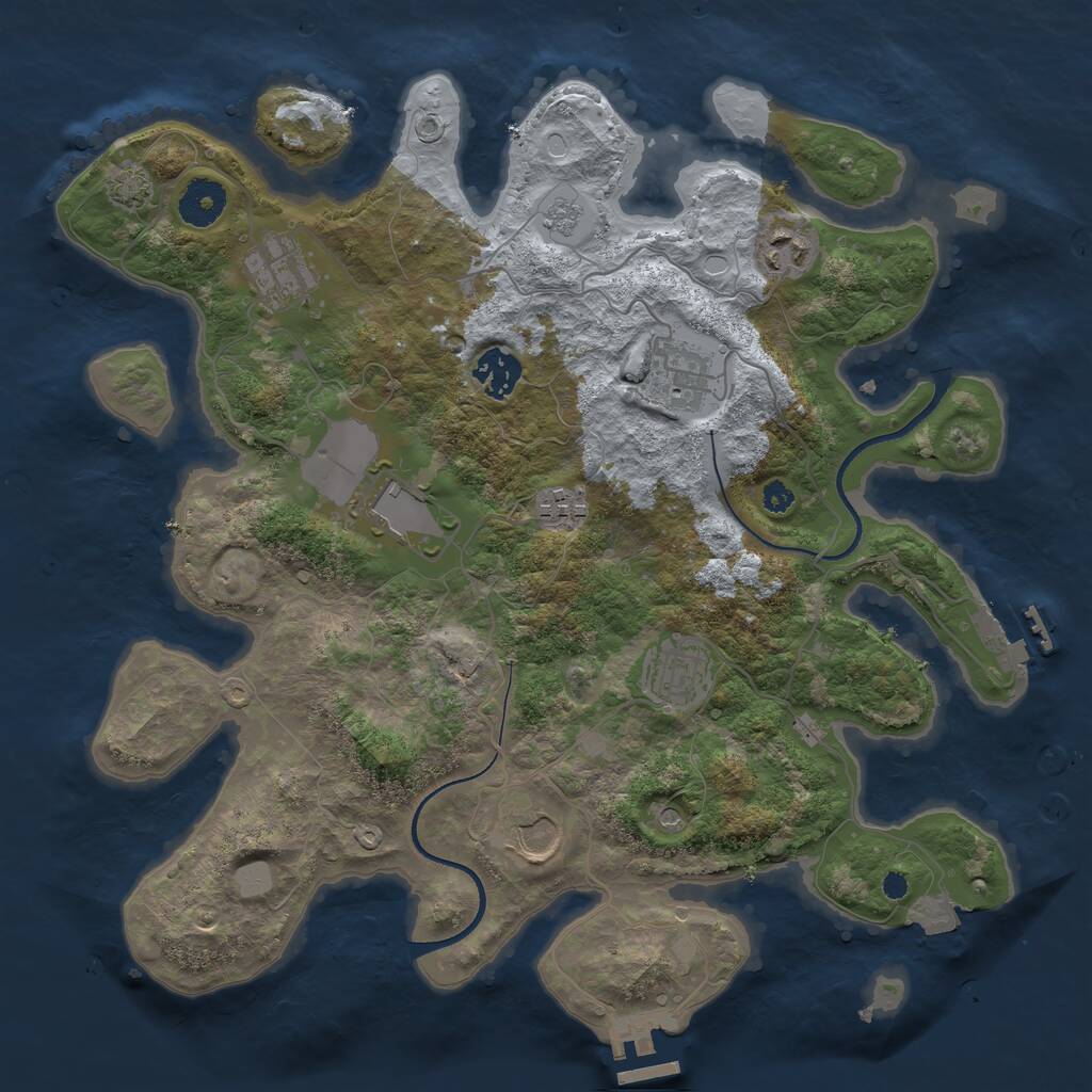 Rust Map: Procedural Map, Size: 3500, Seed: 1608887139, 14 Monuments