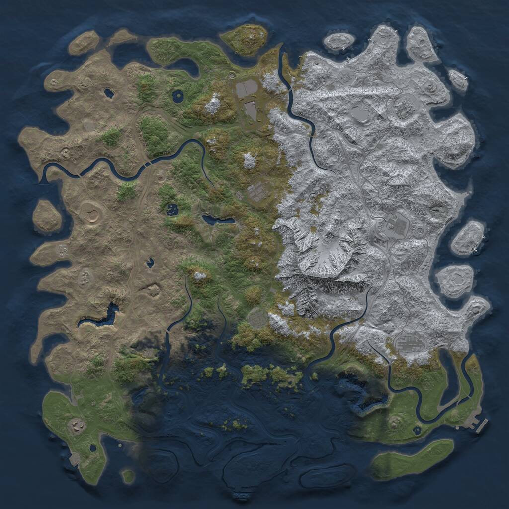 Rust Map: Procedural Map, Size: 6000, Seed: 224027939, 17 Monuments