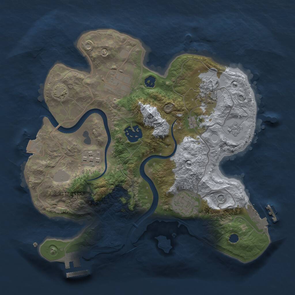 Rust Map: Procedural Map, Size: 2600, Seed: 1892748851, 11 Monuments