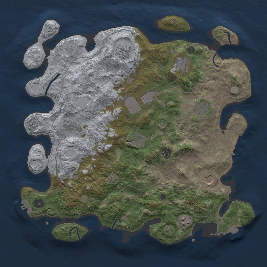 Rust Map: Procedural Map, Size: 4000, Seed: 2059496102, 18 Monuments