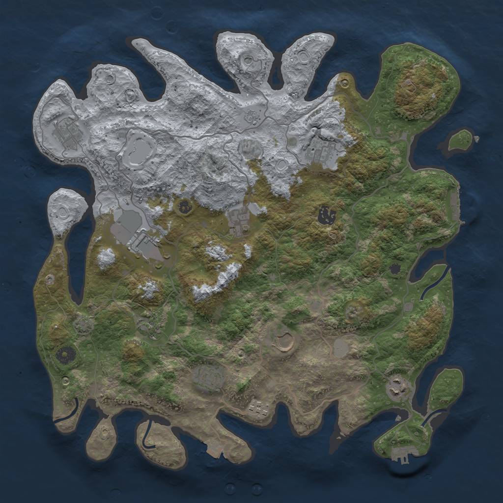 Rust Map: Procedural Map, Size: 4000, Seed: 1725773159, 18 Monuments