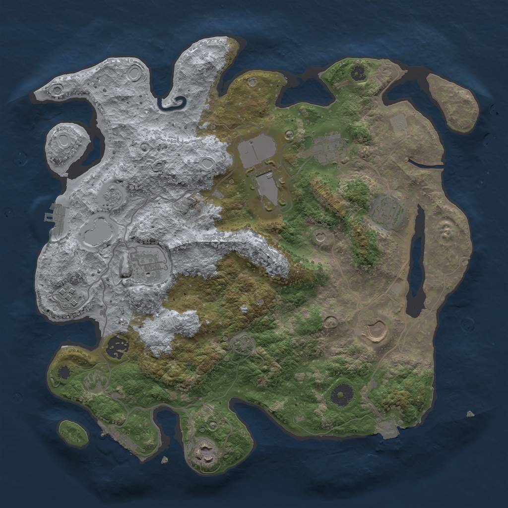 Rust Map: Procedural Map, Size: 3500, Seed: 41425, 16 Monuments