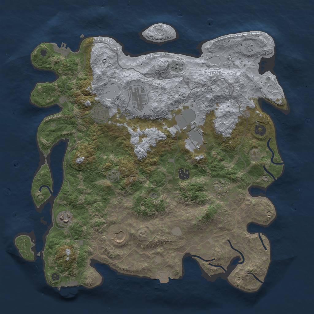 Rust Map: Procedural Map, Size: 4000, Seed: 42667447, 16 Monuments