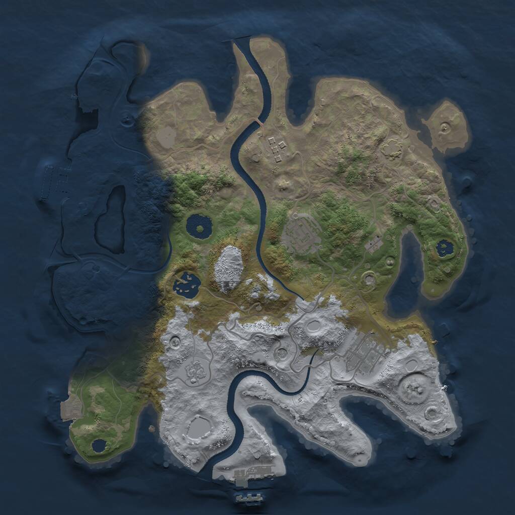 Rust Map: Procedural Map, Size: 3000, Seed: 1398011293, 10 Monuments