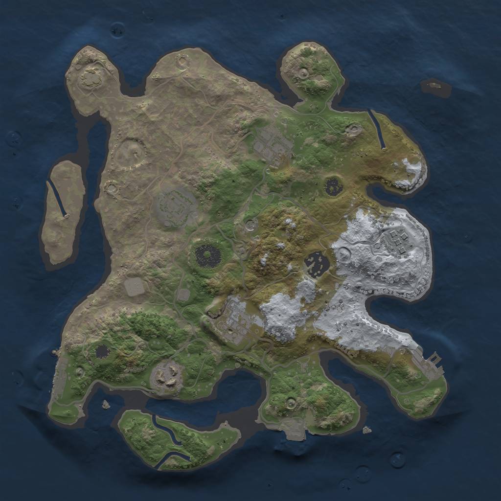 Rust Map: Procedural Map, Size: 3000, Seed: 670321802, 13 Monuments