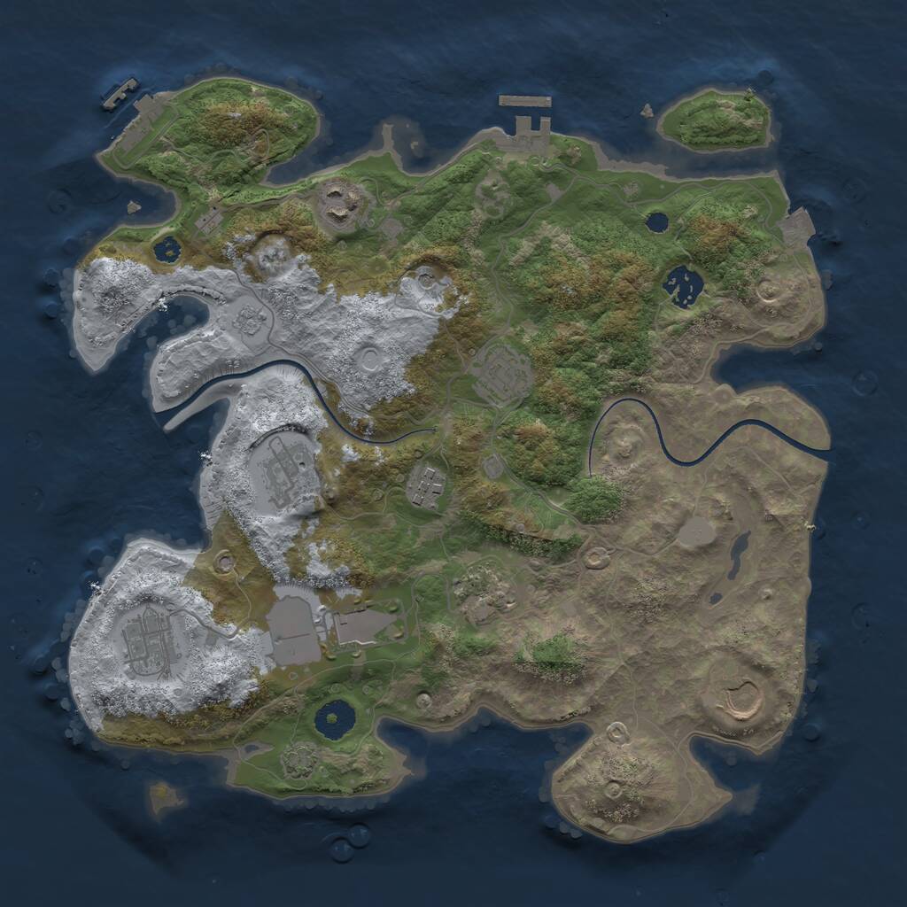 Rust Map: Procedural Map, Size: 3500, Seed: 660949845, 15 Monuments