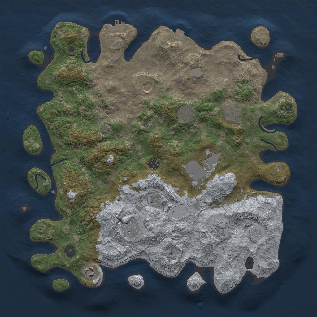 Rust Map: Procedural Map, Size: 4100, Seed: 1236, 16 Monuments