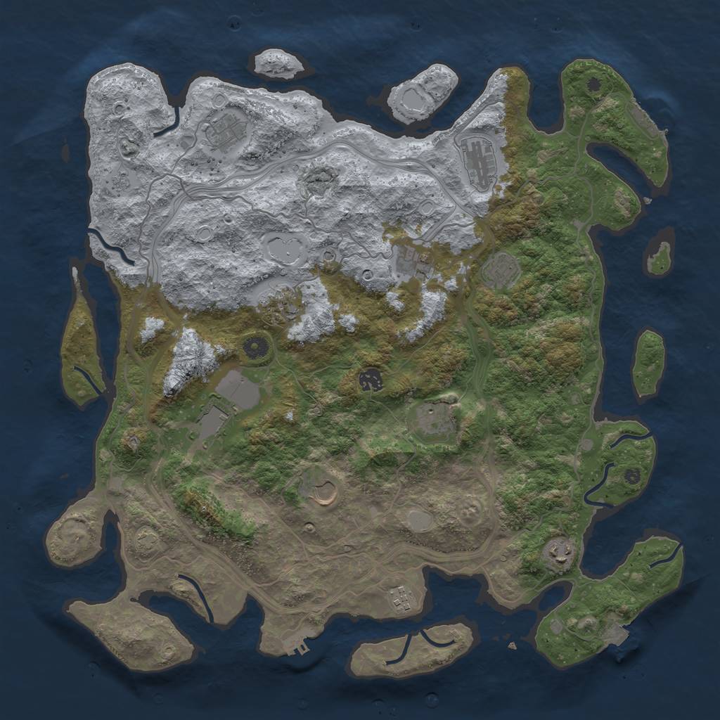 Rust Map: Procedural Map, Size: 4500, Seed: 20232024, 19 Monuments