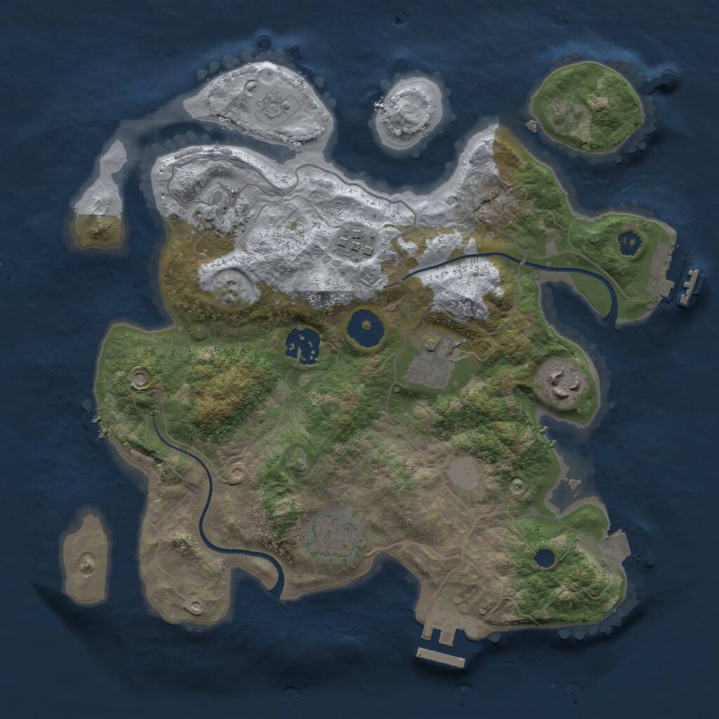 Rust Map: Procedural Map, Size: 3000, Seed: 193681393, 10 Monuments