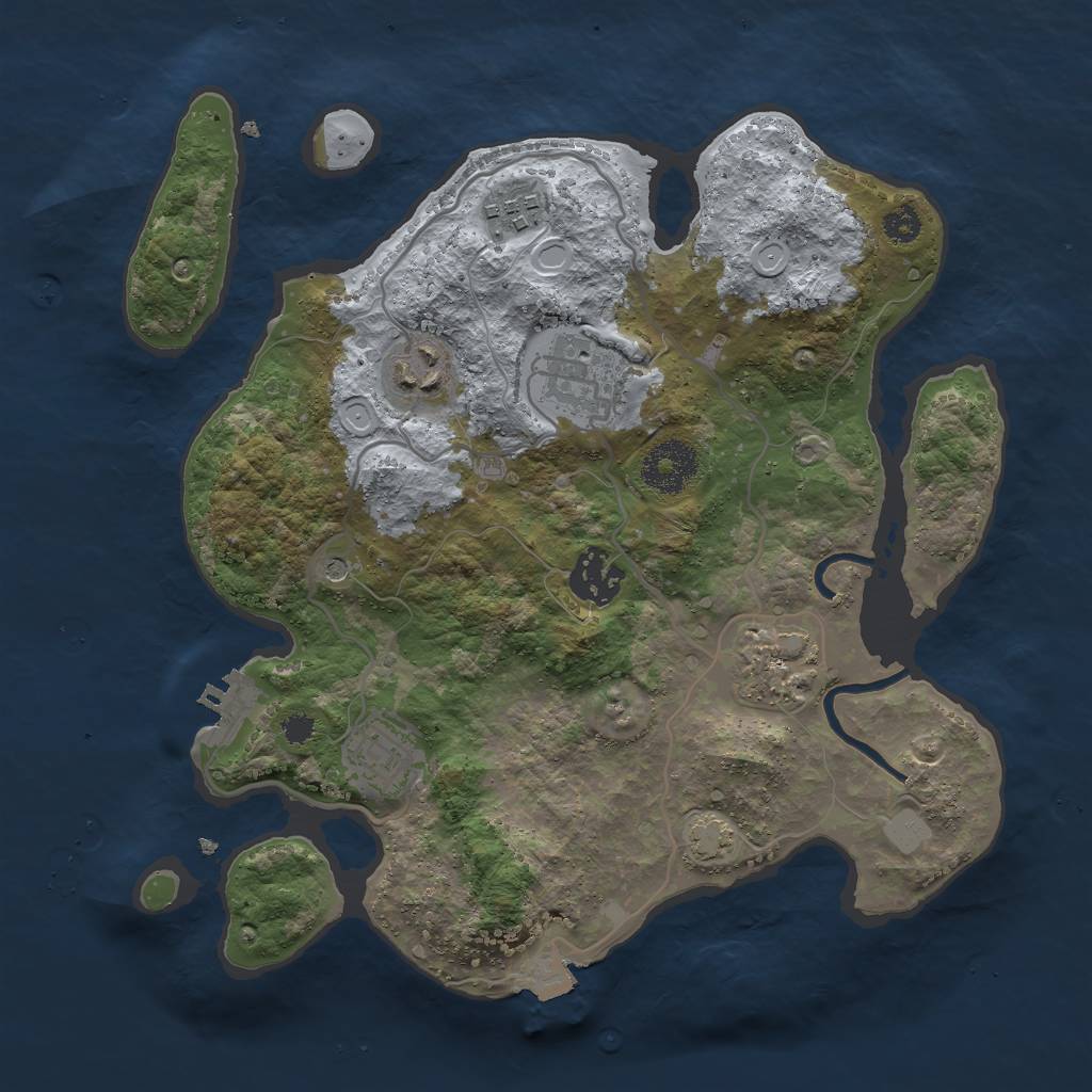Rust Map: Procedural Map, Size: 3000, Seed: 29622, 12 Monuments