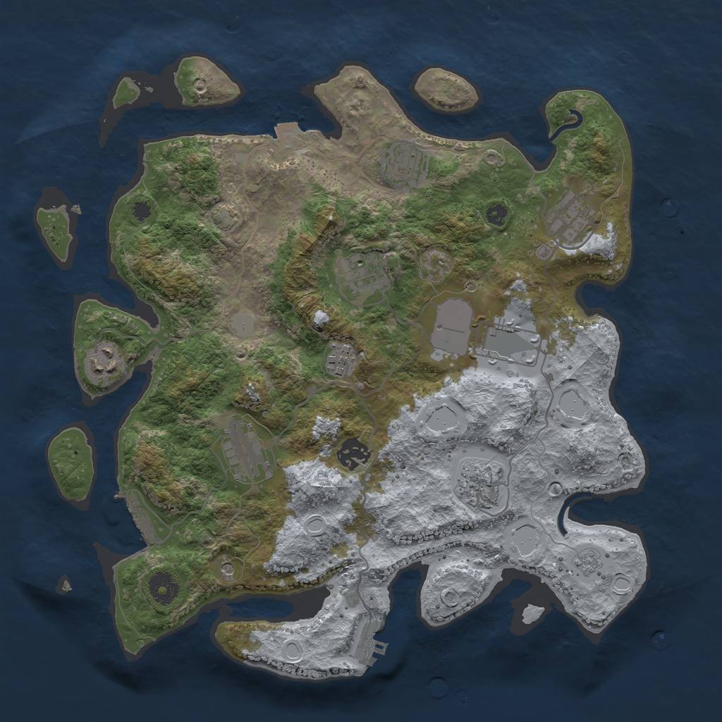 Rust Map: Procedural Map, Size: 3500, Seed: 468012709, 17 Monuments
