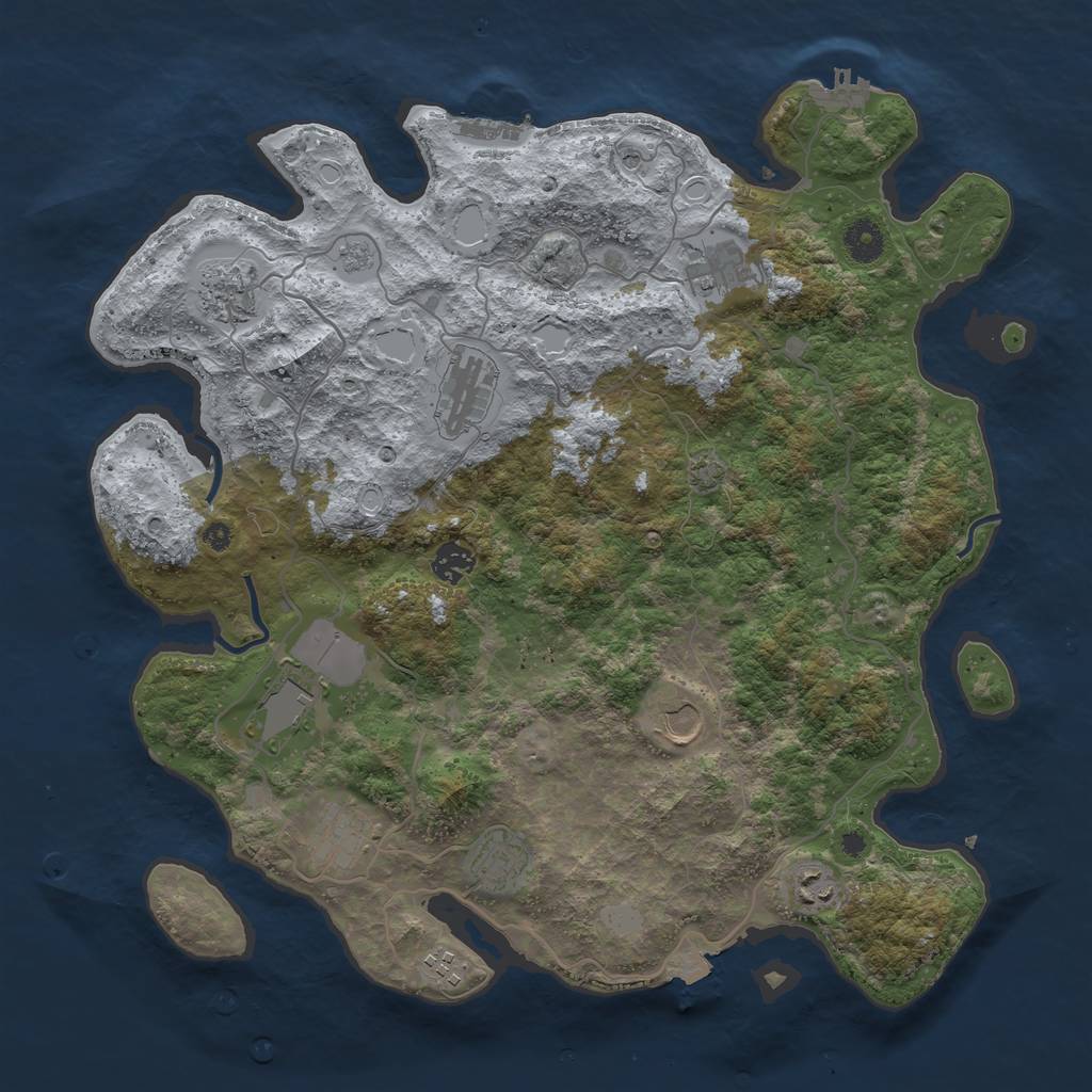 Rust Map: Procedural Map, Size: 4000, Seed: 601976165, 18 Monuments