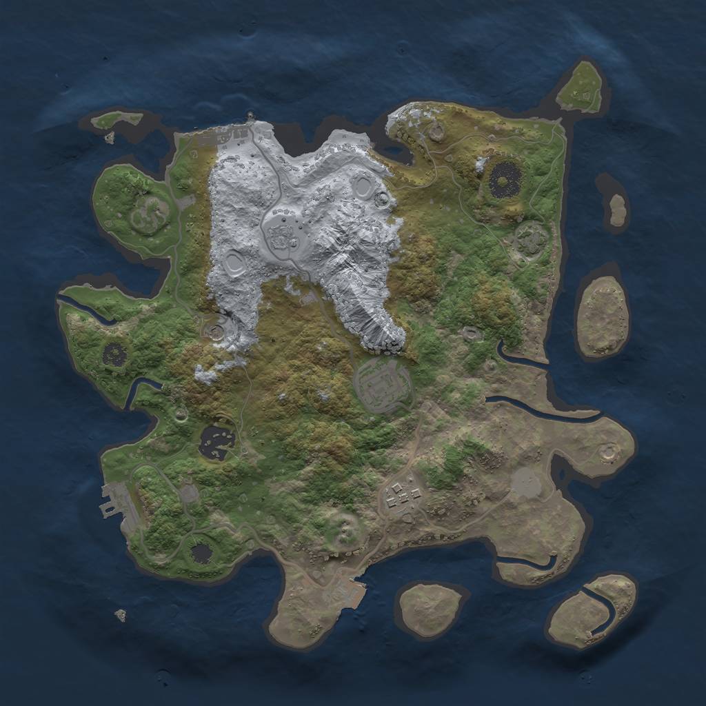 Rust Map: Procedural Map, Size: 3000, Seed: 30921, 11 Monuments