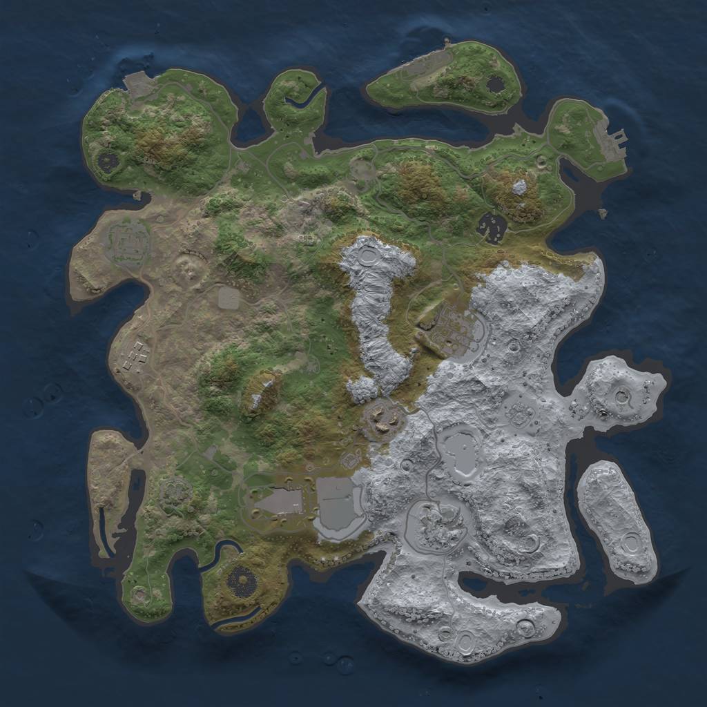Rust Map: Procedural Map, Size: 3500, Seed: 1042409055, 15 Monuments