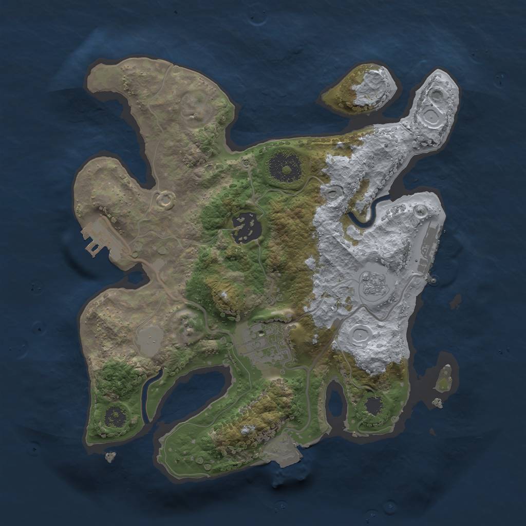 Rust Map: Procedural Map, Size: 2500, Seed: 50624, 8 Monuments