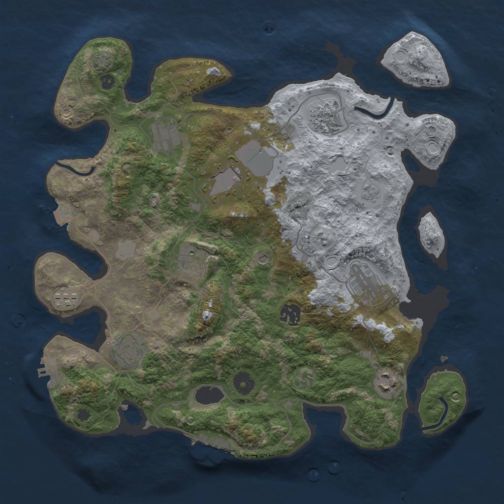 Rust Map: Procedural Map, Size: 3500, Seed: 1532439747, 17 Monuments