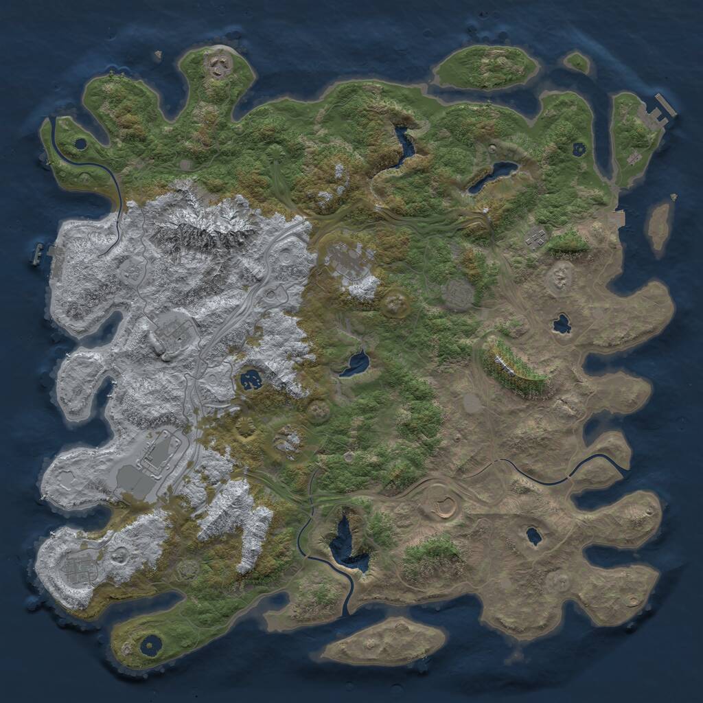 Rust Map: Procedural Map, Size: 5000, Seed: 1277745930, 16 Monuments