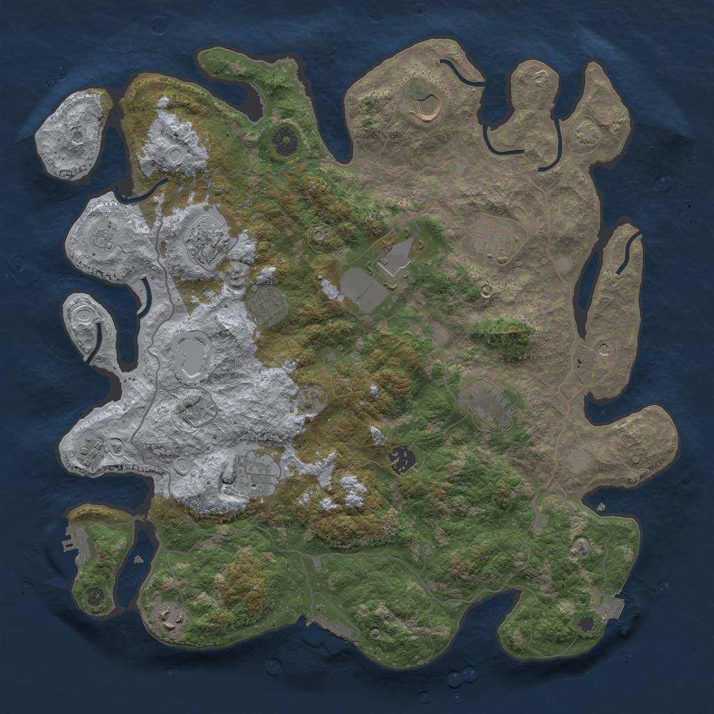 Rust Map: Procedural Map, Size: 4000, Seed: 459411657, 18 Monuments