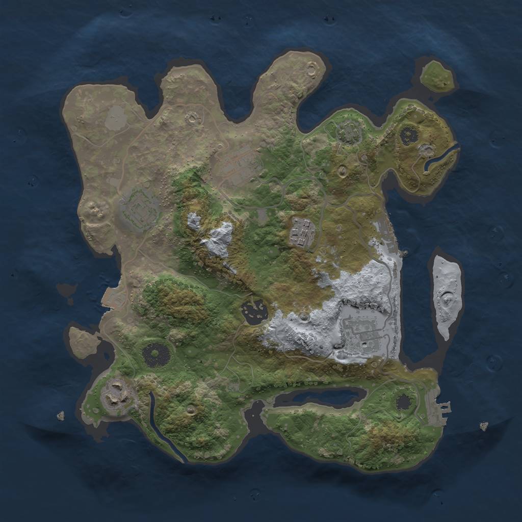 Rust Map: Procedural Map, Size: 3000, Seed: 218550, 12 Monuments