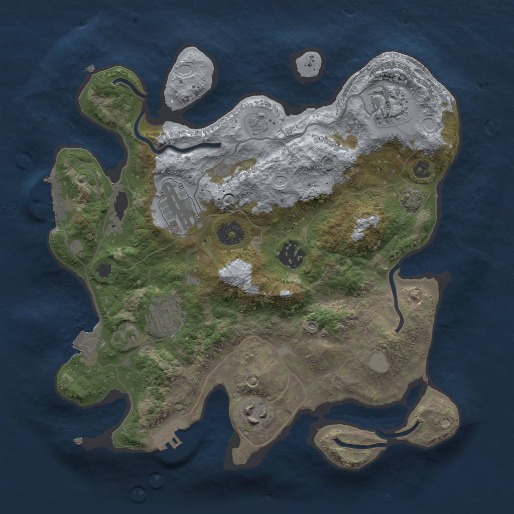 Rust Map: Procedural Map, Size: 3000, Seed: 1643979034, 12 Monuments