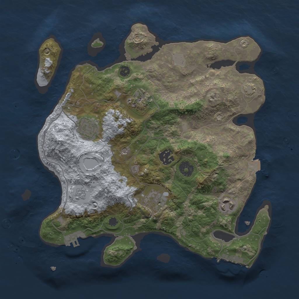 Rust Map: Procedural Map, Size: 3000, Seed: 39748, 13 Monuments
